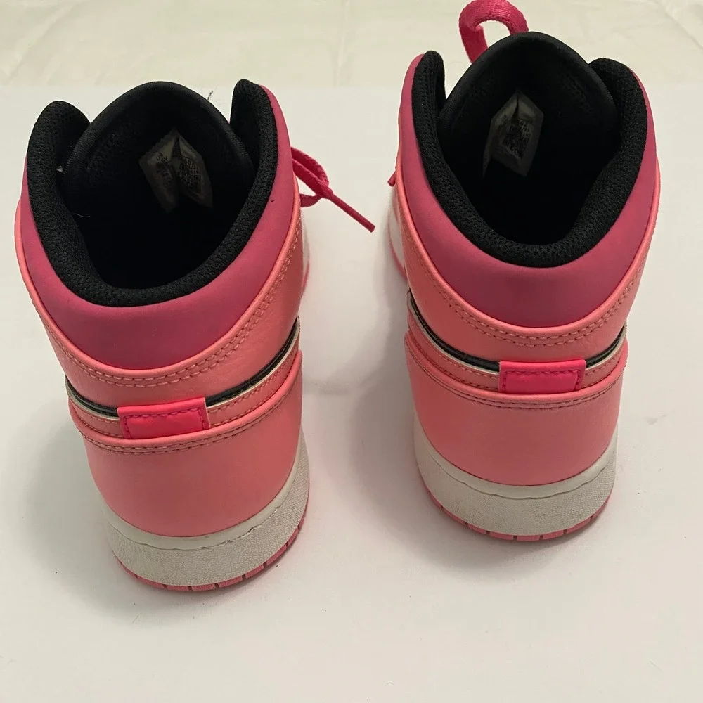 Nike Air Jordan 1 Mid GS Fierce Pink Black White Sneakers 555112-602 Size 5.5Y